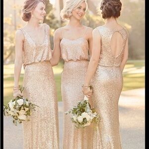 NEW SZ 10 SORELLA VITA CHAMPAGNE SEQUIN DRESS Metallic Maxi gorgeous NYE